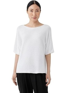 Eileen Fisher Bateau Neck Elbow Sleeve Pullover