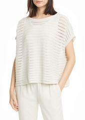 Women's Eileen Fisher Boat Neck Organic Cotton & Recycled Nylon Knit Top