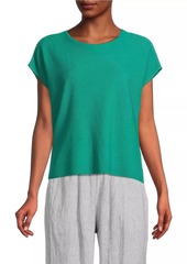 Eileen Fisher Boxy Linen-Blend Pullover Top