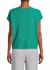 Eileen Fisher Boxy Linen-Blend Pullover Top