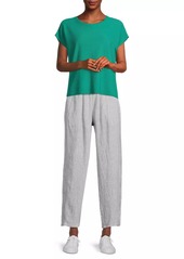 Eileen Fisher Boxy Linen-Blend Pullover Top