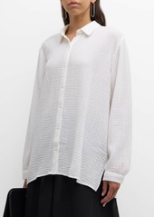 Eileen Fisher Button-Down Organic Cotton Gauze Shirt