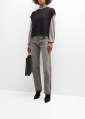Eileen Fisher Cap-Sleeve Cable-Knit Sweater