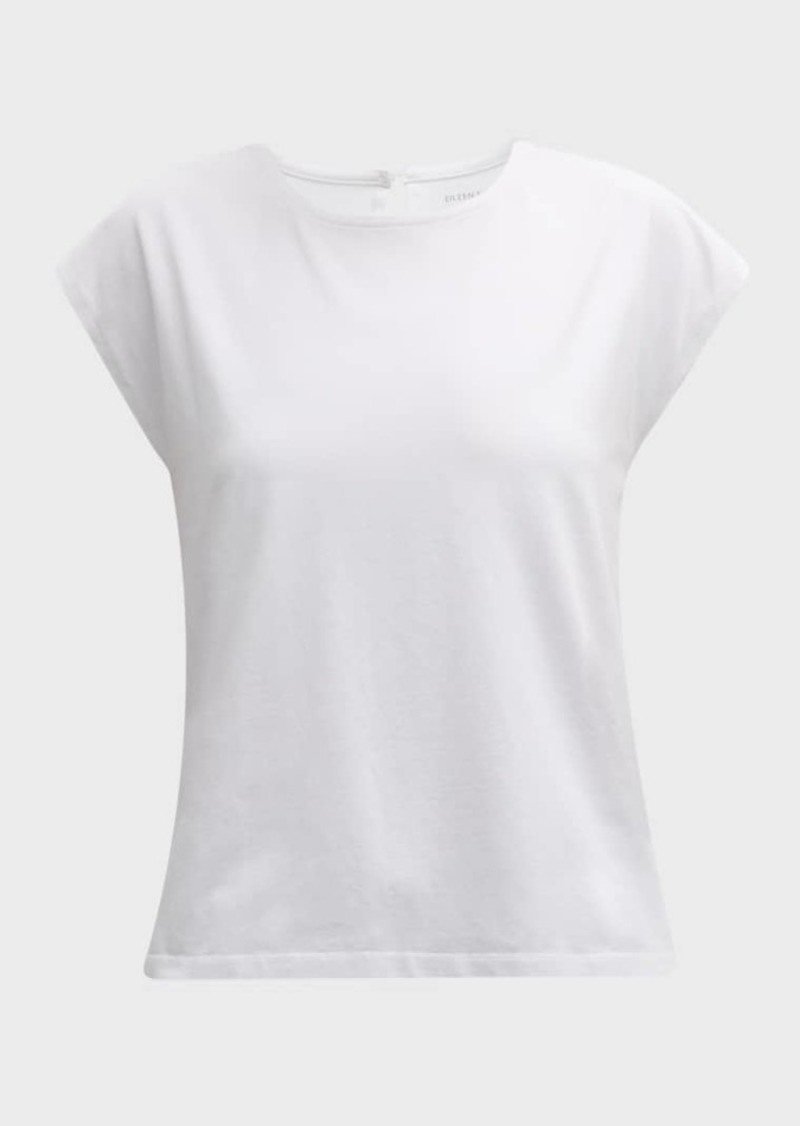 Eileen Fisher Cap-Sleeve Organic Cotton Stretch Jersey Top