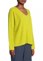 Eileen Fisher Cashmere Rib-Knit V-Neck Sweater