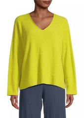 Eileen Fisher Cashmere Rib-Knit V-Neck Sweater