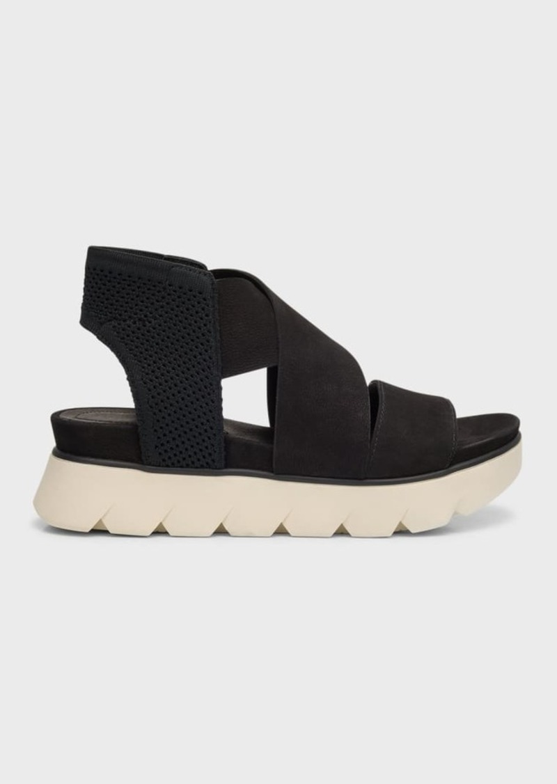 Eileen Fisher Chant Sporty Leather Wedge Sandals