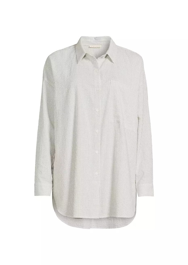 Eileen Fisher Check Cotton Button-Front Shirt