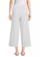 Eileen Fisher Check Cotton Cropped Wide-Leg Pants