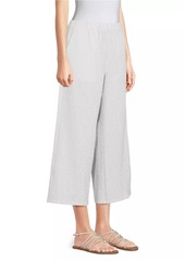 Eileen Fisher Check Cotton Cropped Wide-Leg Pants