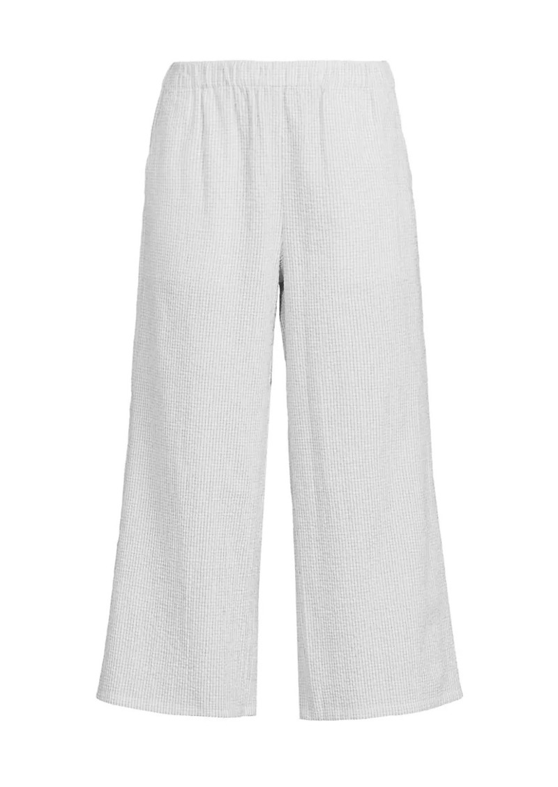 Eileen Fisher Check Cotton Cropped Wide-Leg Pants