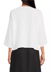 Eileen Fisher Checkered Cotton Bateau Top