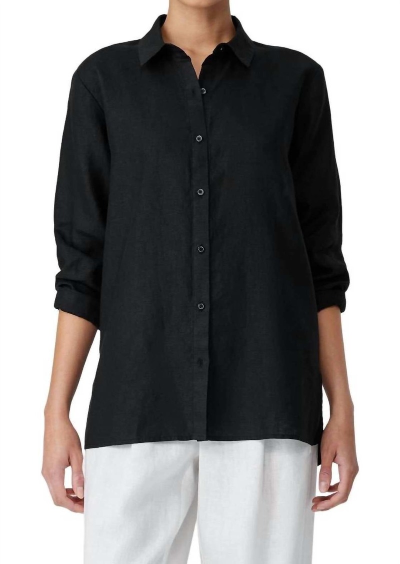 Eileen Fisher Classic Collar Easy Shirt Top In Black