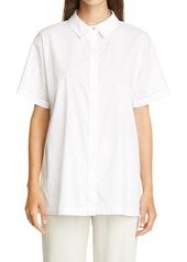 Petite Women's Eileen Fisher Classic Collar Stretch Organic Cotton Shirt