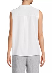 Eileen Fisher Cotton Band-Collar Sleeveless Top