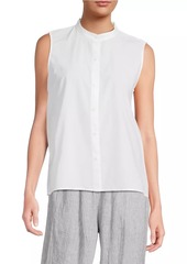 Eileen Fisher Cotton Band-Collar Sleeveless Top