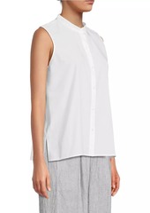 Eileen Fisher Cotton Band-Collar Sleeveless Top