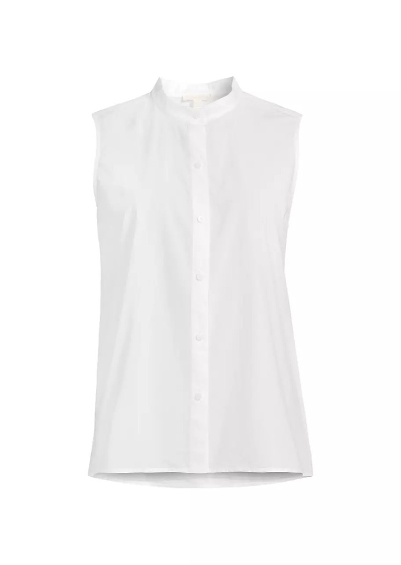 Eileen Fisher Cotton Band-Collar Sleeveless Top