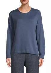 Eileen Fisher Cotton-Blend Drop-Sleeve Crewneck Sweater