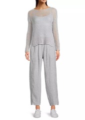 Eileen Fisher Cotton Crochet Long-Sleeve Top