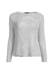 Eileen Fisher Cotton Crochet Long-Sleeve Top