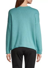 Eileen Fisher Crewneck Cotton-Blend Pullover Sweater