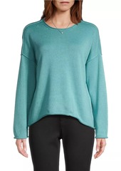 Eileen Fisher Crewneck Cotton-Blend Pullover Sweater