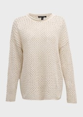 Eileen Fisher Crewneck Open-Stitch Boucle Pullover