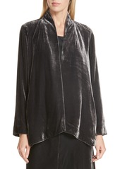 Eileen Fisher Angled Front Velvet Jacket in Charcoal at Nordstrom