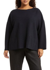 Eileen Fisher Bateau Neck Boiled Wool Sweater