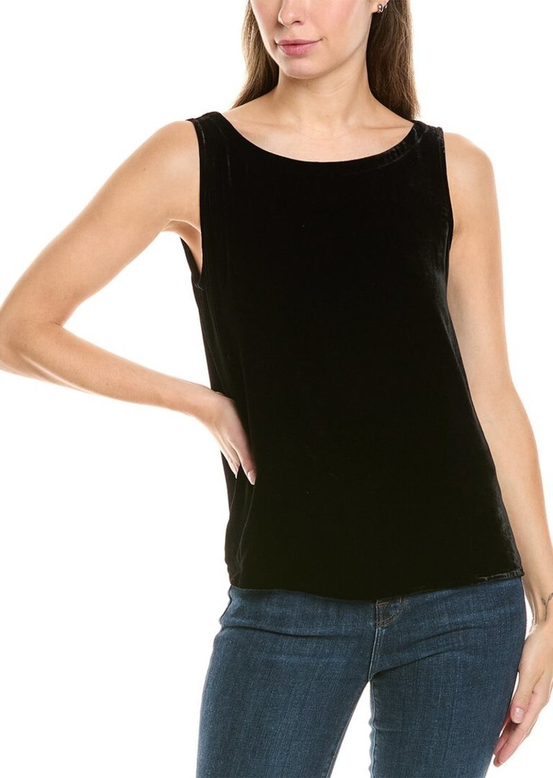 EILEEN FISHER Bateau Neck Silk-Blend Top