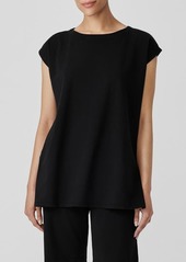 Eileen Fisher Boat Neck Cap Sleeve Boxy Top