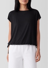 Eileen Fisher Boat Neck Drawstring Waist Top