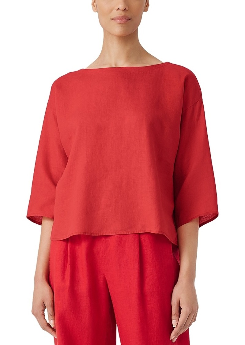 Eileen Fisher Boat Neck Linen Boxy Top