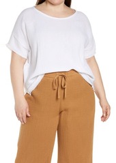 Eileen Fisher Boxy Ballet Neck Organic Cotton T-Shirt in White at Nordstrom