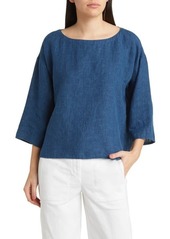 Eileen Fisher Boxy Bateau Neck Organic Linen Top