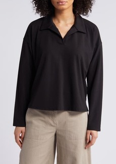 Eileen Fisher Boxy Long Sleeve Johnny Collar Top