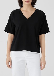 Eileen Fisher Boxy V-Neck Stretch Organic Cotton T-Shirt