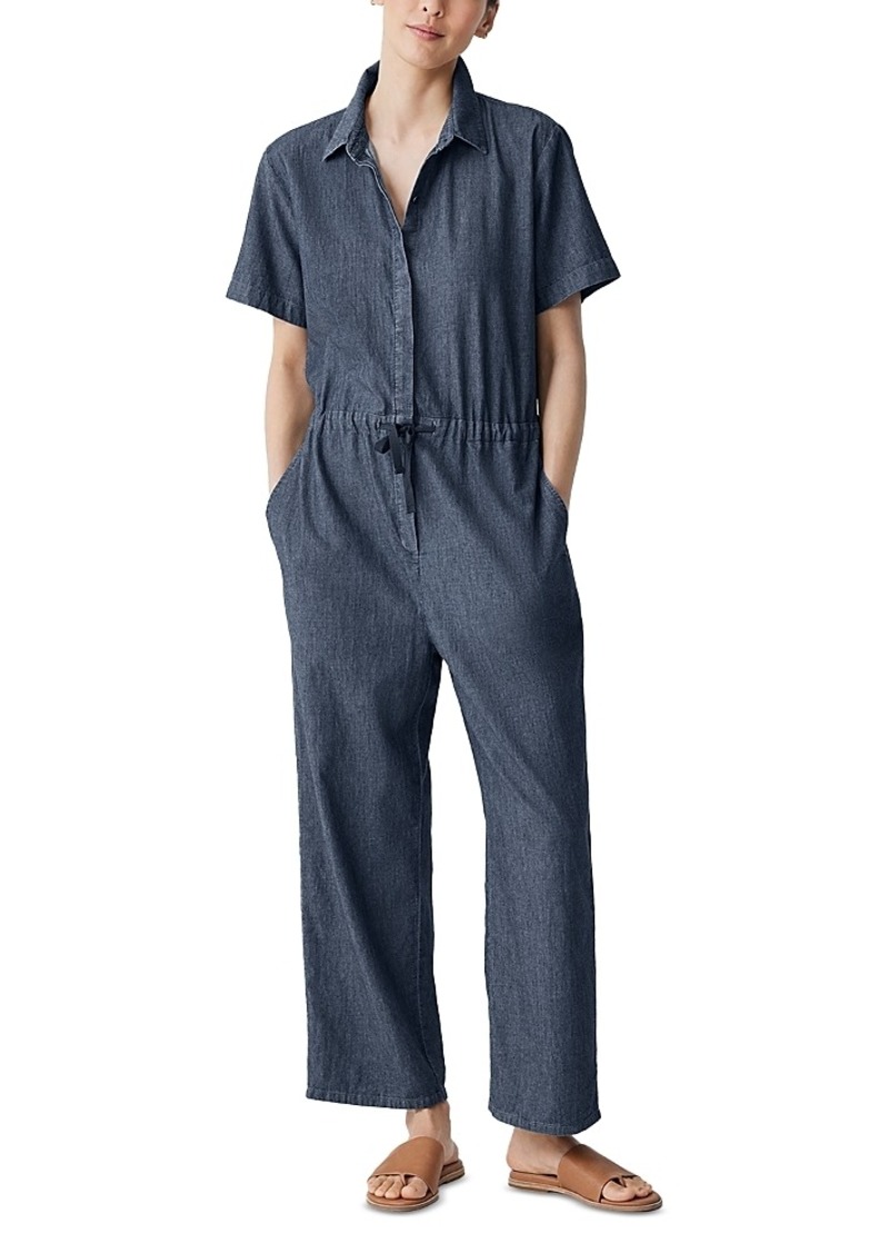 Eileen Fisher Classic Collar Cotton Jumpsuit