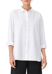 Eileen Fisher Classic Collar Easy Organic Cotton Button-Up Shirt
