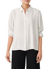 Eileen Fisher Classic Collar Easy Silk Button-Up Shirt