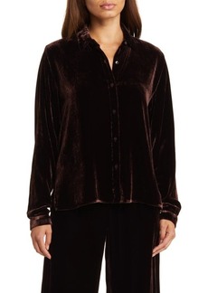 Eileen Fisher Classic Collar Easy Velvet Button-Up Shirt