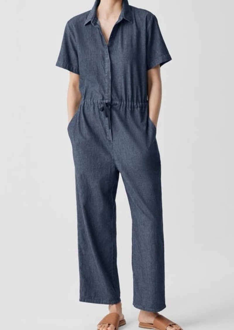 Eileen Fisher Classic Collar Organic Cotton Ankle Jumpsuit