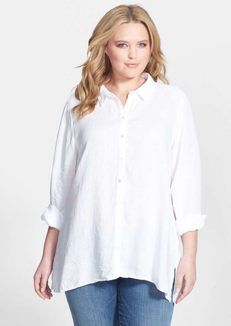 Eileen Fisher Eileen Fisher Classic Collar Organic Linen Shirt (Plus Size) | Tops