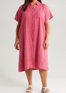 Eileen Fisher Classic Collar Organic Linen Shirtdress
