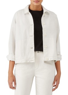 Eileen Fisher Classic Collar Stretch Organic Cotton Jacket in Undyed Natural at Nordstrom