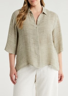 Eileen Fisher Classic Marled Linen Blend Shirt