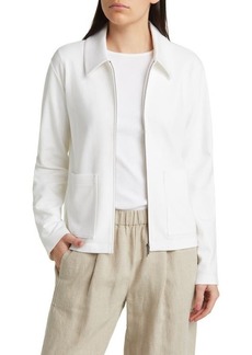 Eileen Fisher Classic Point Collar Zip-Up Ponte Jacket