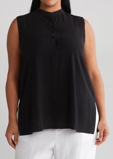 Eileen Fisher Collared Silk Top in Black at Nordstrom Rack