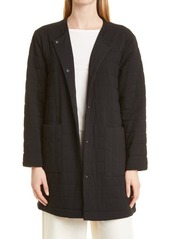 Eileen Fisher Collarless Stretch Organic Cotton Quilted Jacket
